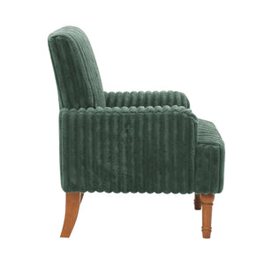 English Elm Modern Wide Wale Corduroy Accent Chair Solid Wood Legs Upholstered Living Room Seat Army Green W5568P445693