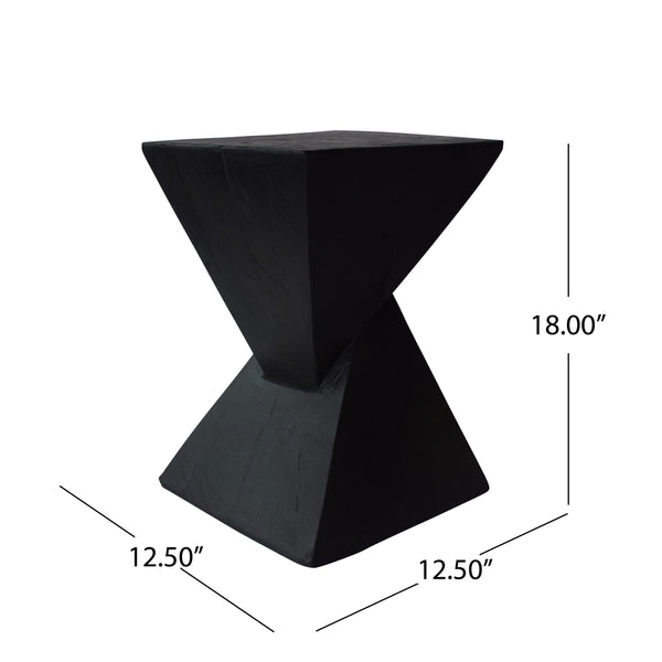 English Elm Christopher Knight Home® - TESS Modern Side Table with Sculptural Hourglass Design, Hand-Finished Accent for Indoor/Patio Spaces Black N770P341402B