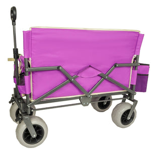 English Elm 3-in-1 Folding Wagon with Convertible Bench Seat Steel Frame 500lb All Terrain Purple W2932P390468