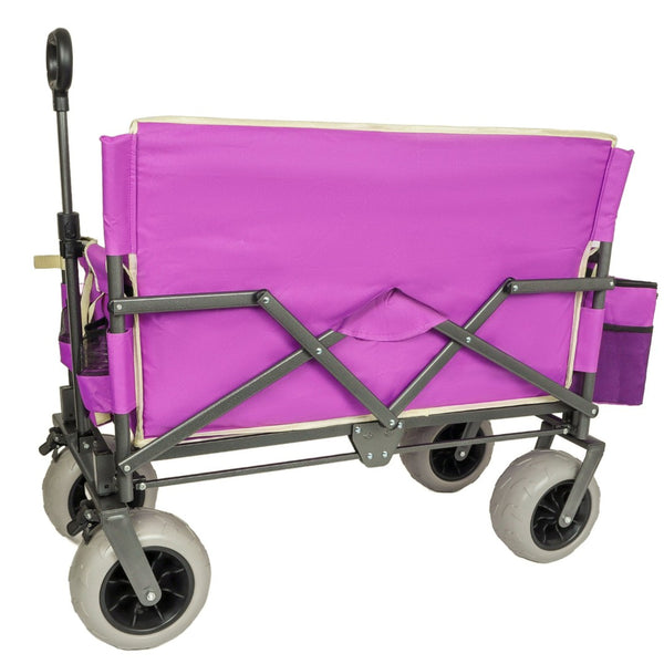 English Elm 3-in-1 Folding Wagon with Convertible Bench Seat Steel Frame 500lb All Terrain Purple W2932P390468
