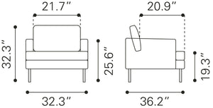 Decade Armchair Brown 109902 Zuo Modern