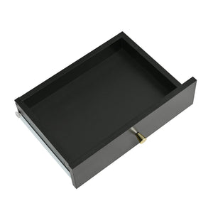 English Elm Floating Makeup Vanity Desk with LED 3-Mode Mirror, USB/Type-C Charging Port and Spacious Drawers Black N844P263662B