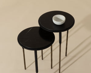 Sunpan Kyrie Nesting End Tables - Artisan Crafted Black Marble & Antique Brass Set of 2 for Unique Style