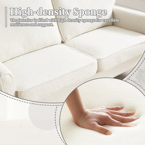English Elm Loveseat Mid Century Modern Two-Seater Sofa with USB Type-C Charging, Removable Zipper Covers, Durable Wood Legs Beige W395P238823
