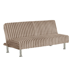 English Elm Futon Modern convertible sofa bed with chrome-reinforced metal legs, foam cushions, sleek engineered frame taupe 67 L x 41 W x 9 H B2741P364373