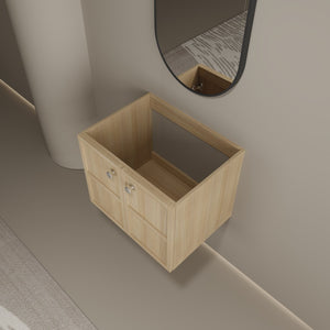 English Elm 24" Wall Vanity Cabinet Oak Finish, Wall-Mounted Floating Design, 2 Soft-Closing Doors, Plywood W1972P265272