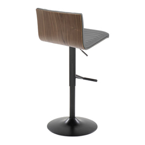 English Elm Mason Adjustable Barstool Set Of 2 – Modern Swivel Design In Black Metal, Walnut Wood & Grey Faux Leather B202S00974