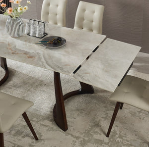 English Elm Retractable Sintered Stone Extendable Dining Table Seats Eight with Steel Base W5630S00001