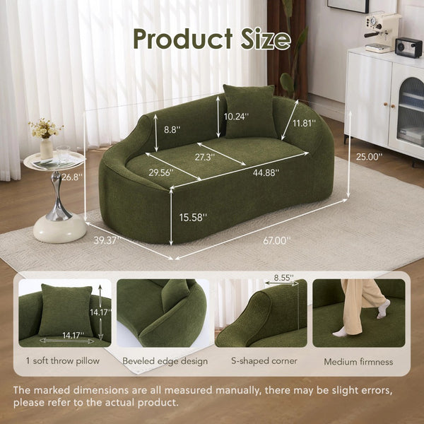 English Elm Ly-048 Chenille Curved Chaise Loveseat Sleeper Sofa Deep Seat Modern Living Room W2231P401728