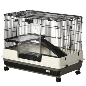 English Elm Pawhut 26" Two-Level Small Animal Cage With Wheels, Removable Tray & Easy Access For Pets’ Comfort W2225P217531-GIGA