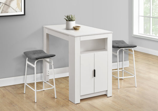 English Elm Dining 48" Counter Height Rectangular Table with Side Storage Cabinet and Open Shelf, Modern Design White 51 L x 27 W x 5 H B2710P286995