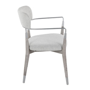 English Elm Savannah Grey Brushed Wood Dining Chairs Set of 2 with Light Grey Fabric & Silver Accents, Modern Style B202P223649