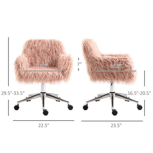English Elm Vinsetto Plush Faux Fur Swivel Desk Chair - Adjustable Height Rolling Chair For Home Office & Vanity W2225P200415-GIGA