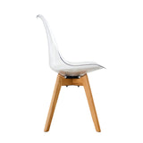 English Elm Modern Chairs Can Rotate 360 Degrees. The Backrest Is Made Of Pet Material, The Seat Cushion Is Made Of Pu Material, and The Support Legs Are Made Of Oak. (Set Of 4)