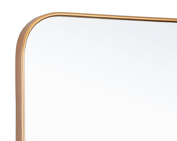 Sunpan Calabasas Wall Mirror - Sleek Minimalist Design with Unique Artisanal Craftsmanship for Modern Spaces Brass