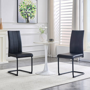 English Elm 4-pack Pu High-back Dining Chairs with Powder-coated Metal Legs for Modern Kitchens Black W3875P372885