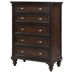 English Elm Berwick Five Drawer Chest with Oak Veneer and Gunmetal Hardware for Bedroom Storage B062P440099