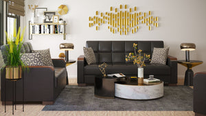 English Elm Primenest Zenaero Convertible Sofabed With Storage - Modern Black Pu Leather & Wood Trim Design B030P286541-GIGA