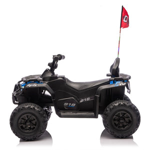English Elm 24v Kids Electric Ride-on Atv with Dual Motors Bluetooth Led Lights and Flag Poles Blue W1578P305894