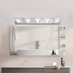 English Elm 32" Modern 5-Light LED Vanity Light with Square Acrylic Shades, Moisture-Resistant Metal Frame for Bathroom Mirror Chrome W2312P374880