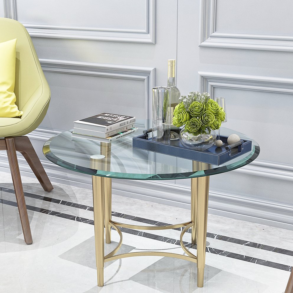 English Elm 28" Tempered Glass Table Top 28" Round 2/5" Thick Clear Beveled Polished Edge Durable Surface Quality Restorative Ambiance W241P248449