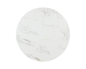 Sunpan Mirella Coffee Table - Modern Circular Design in Sealed Concrete with White Marble Finish & Unique Veining