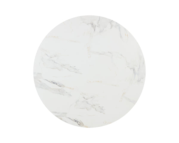 Sunpan Mirella Coffee Table - Modern Circular Design in Sealed Concrete with White Marble Finish & Unique Veining