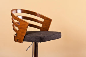 English Elm Modern Wood Back Adjustable Swivel Bar Stool with Cushion, Padded Seat, Armrests & Chrome Footrest Black B347P337867