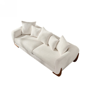 English Elm Modern 3-Seater Sofa with Wooden Legs, Lambswool Cushions & Sturdy Frame for Stylish Living Spaces Beige W2817P271187