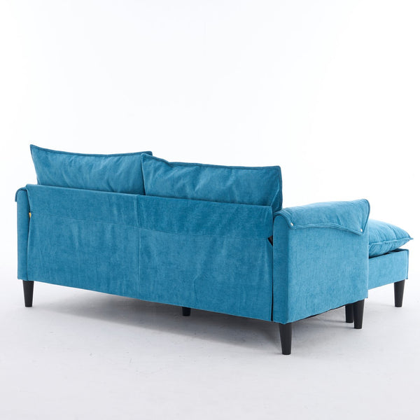 English Elm Convertible Convertible sofa with storage footstools, compact U-shaped 2-seater for small spaces, durable fabric comfort Lake Blue W2012P253357