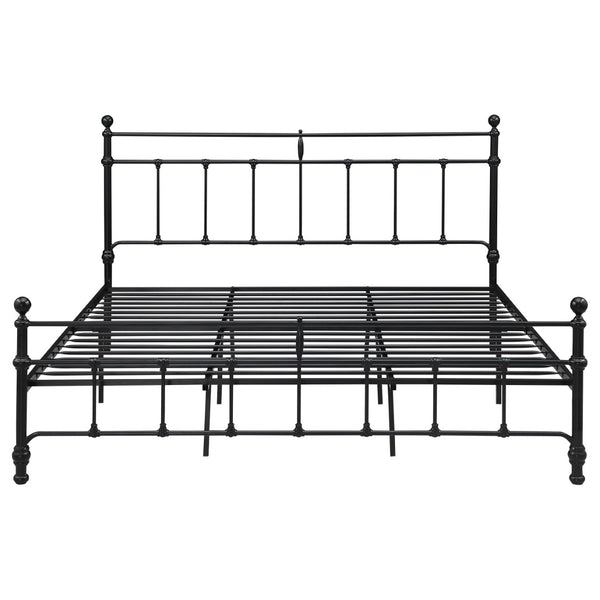 English Elm Durango Matte Black Metal King Bed with Scrollwork Headboard for Rustic Bedrooms B062P447945