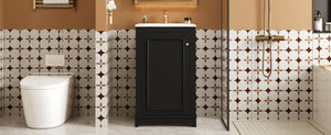 English Elm 20-inch Bathroom Vanity with Ceramic Sink, Modern Freestanding Single Vanity with Soft-Close Doors and Adjustable Shelf for Ample Organized Storage Black N710P317678B