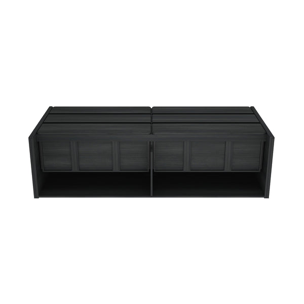 English Elm Linda 72" Dresser Charcoal Gray – 6-Drawer Minimalist Woodgrain Storage with Smooth Rounded Fronts B365S00066