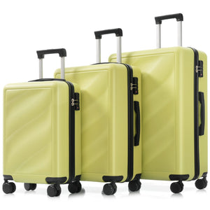English Elm Luggage Set Three Piece Hard Shell Abs Suitcases with Spinner Wheels Tsa Lock Travel Tea Green N730P304620G