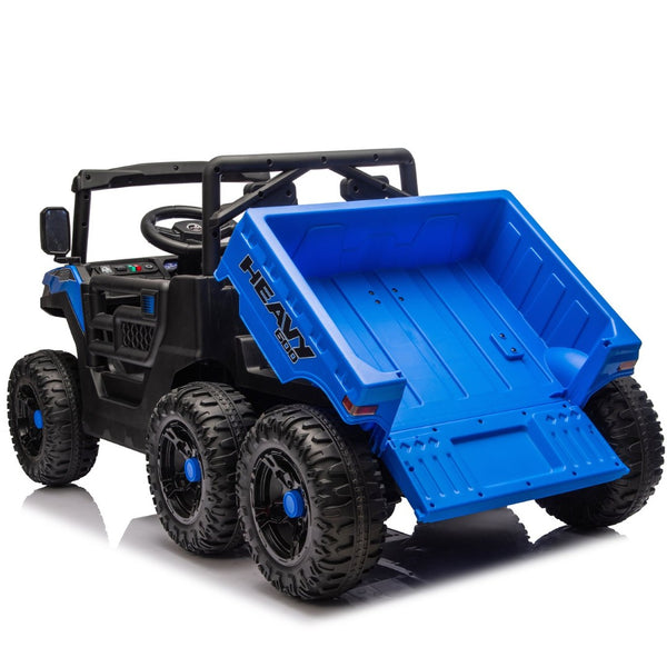 English Elm 24v 400w Six Wheel Kids Electric Dump Truck 4wd Remote Control Ride on Toy Blue W1578P353179