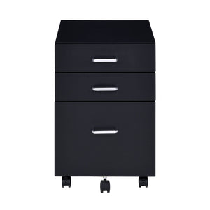 English Elm Black Black and Chrome 3-Drawer Rectangular File Cabinet with Casters, Modern Office Storage Solution B062P184517