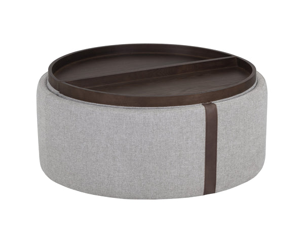 Sunpan Borelli Modern Wheeled Storage Ottoman with Retro Charm and Multifunctional Design for Any Space Belfast Heather Grey / Autumn Chestnut