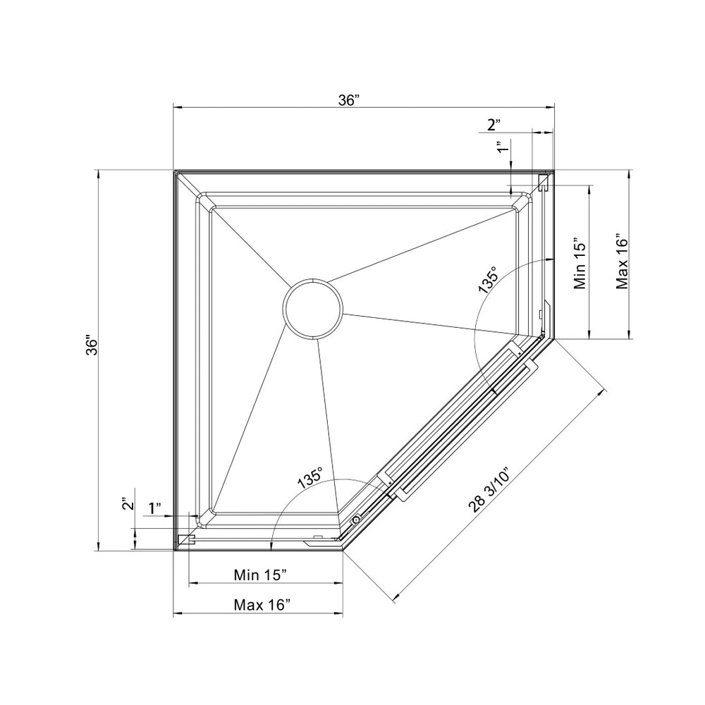 English Elm Goodyo Neo-angle Corner Shower Base Acrylic Abs Matte Black Low Profile Design D163147917