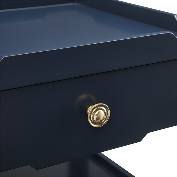 English Elm Foley Midnight Blue 1-Drawer Nightstand with Gold Pull, Tapered Legs, Lower Shelf & Smooth Glides B050P376967