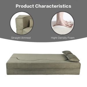 English Elm 2-In-1 Foldable Sofa Bed - Versatile Memory Foam Convertible Couch & Comfy Bed With 2 Pillows W3422P369306