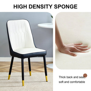 English Elm Modern Two-Tone Pu Dining Chairs Set - Elegant White & Black Upholstery With Gold Accents W1151P217983