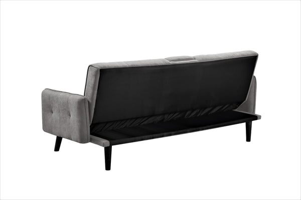 English Elm 72" Convertible Linen Sofa Sleeper with Drop Down Table and Cup Holder for Studio Rooms Gray B2735P417519