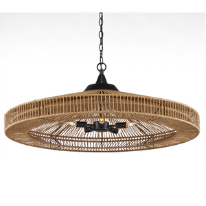 Maldives Chandelier - Handmade Wrought Iron Fixture with Rope Twine, Natural Style, 5 Bulb Design