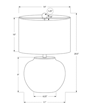 English Elm Lighting, Chic 21" Table Lamp Cream Ceramic Globe Base with Ivory Drum Shade, 3-Way Dimmer Elegance B2710P220138