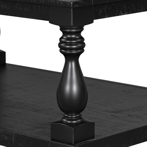 English Elm U_Style Vintage Coffee Table With Artistic Vase Legs & Luxurious Pine Veneer For Elegant Spaces N711P256967B-GIGA