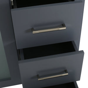 English Elm Christopher Knight Home® - 48'' Cabinet Grey Acacia Wood 48” Vanity with Frosted Glass Doors, 6 Soft-Close Drawers, No Top (96) 65596.00GRY