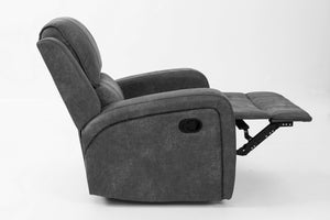 English Elm Modern Grid Tufted Manual Recliner Smoke Leather Like Fabric Square Arm Lounge Chair B011P466427