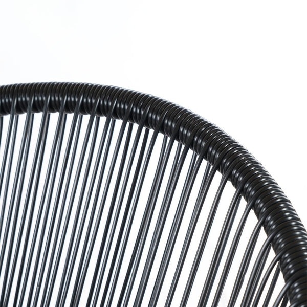 English Elm Nusa Outdoor Pe Rattan Patio Chairs with Iron Frame Airy Oval Weave Set of 2 Black N775P422987B
