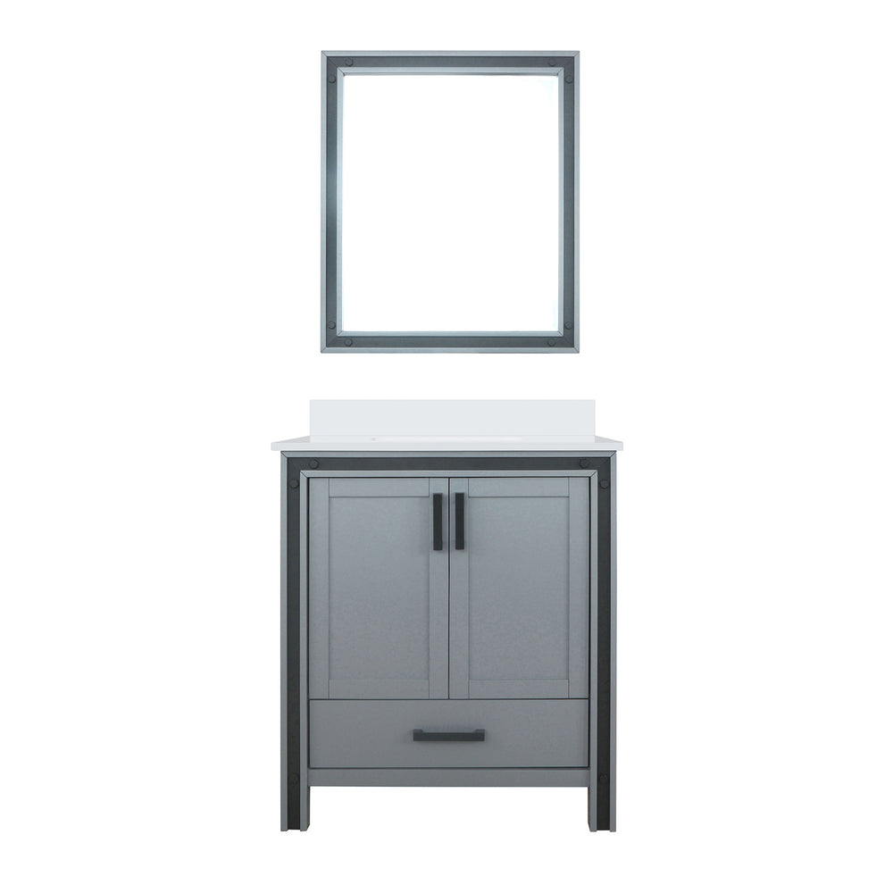 English Elm Dark Grey Bath Vanity Set With Cultured Marble Top, Soft-Close Storage & Coordinating Mirror - 30" W B2731S00809