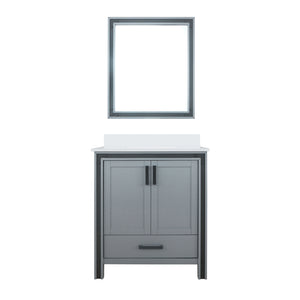 English Elm Dark Grey Bath Vanity Set With Cultured Marble Top, Soft-Close Storage & Coordinating Mirror - 30" W B2731S00809